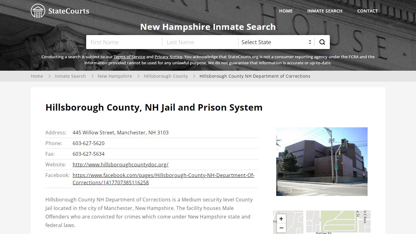 Hillsborough County NH Department of Corrections Inmate Records Search ...