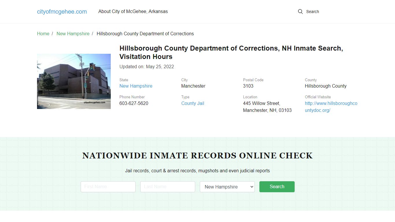 Hillsborough County Department of Corrections, NH Inmate Search ...